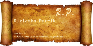 Ruzicska Patrik névjegykártya